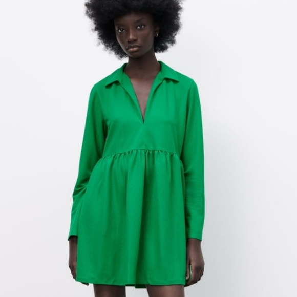 Zara Dresses & Skirts - Zara Voluminous Green Dress